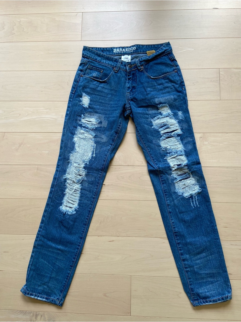 Parasuco Womens Distressed Skinny Jeans Size 27 Y2K Ripped Blue Denim Stretch